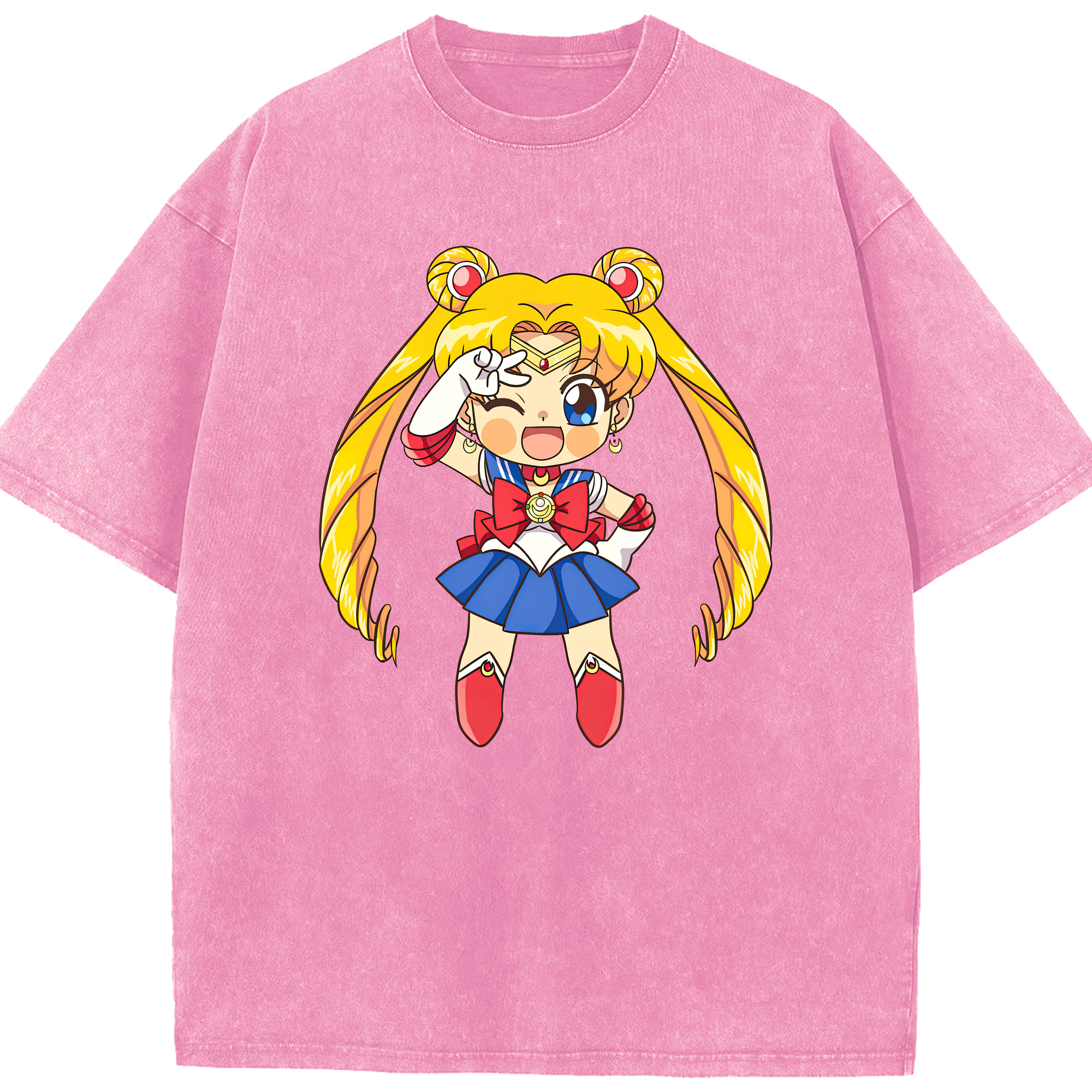 （画像用） 美少女戦士セーラームーン 月野 うさぎ つきの うさぎ Sailor Moon Tsukino Usagi 綿100% ヴィンテージ風 半袖Tシャツ（フロントプリント）